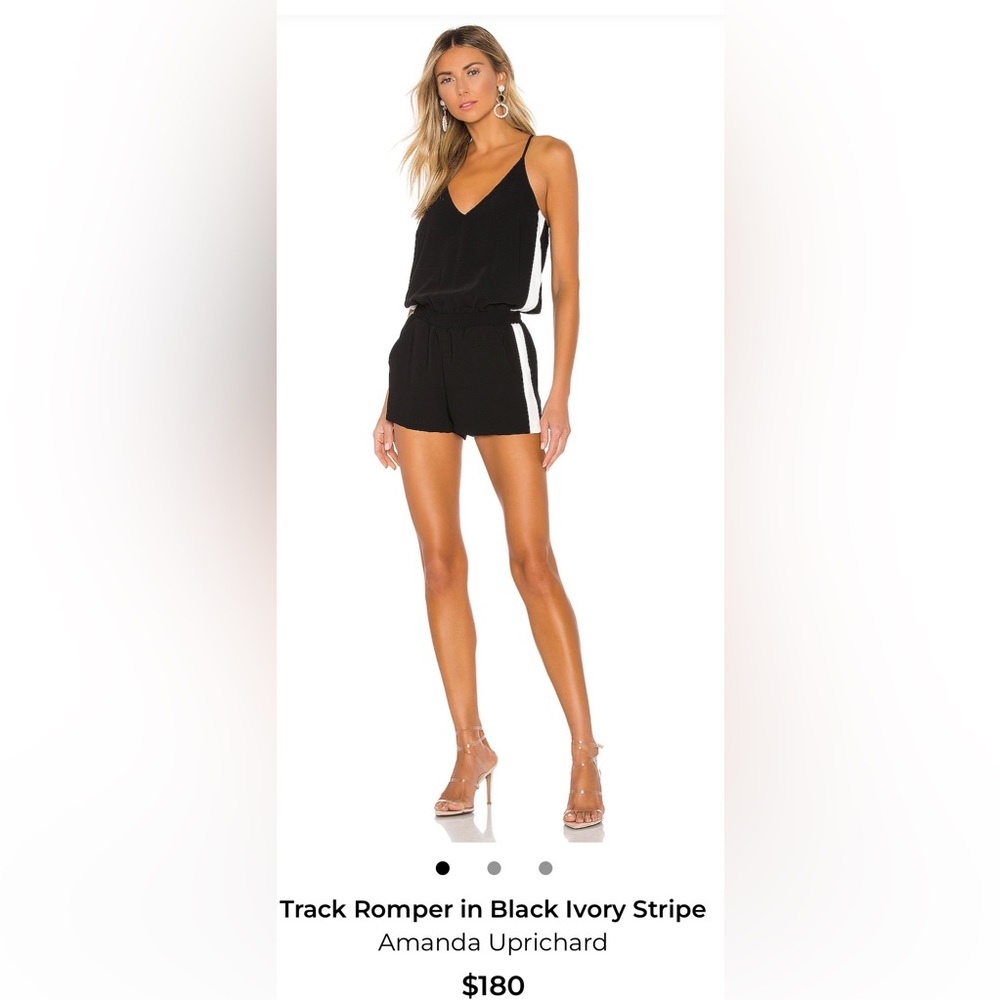 Amanda Uprichard Black and Ivory Stripe Romper